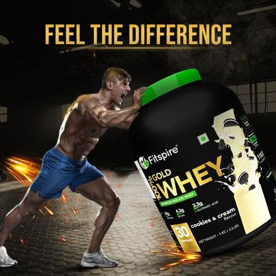 Fitspire Advanced Isolate Gold Whey Protein 1Kg 30 Servings Cookie and Cream 1's - Whey Proteins