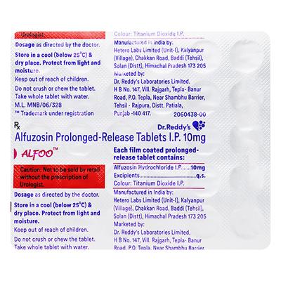 Alfoo 10mg Tablet 30'S - Bladder And Prostate Disorders-Dru
