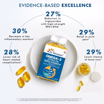 Dr. Morepen Omega 3 Deep Sea Fish Oil Triple Strength Capsule 60's - Omega Fish Oil Fatty Acids
