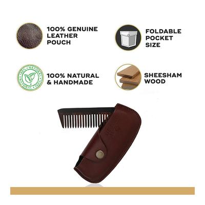Beardhood Beard Comb (with Leather Case) - Beard Comb