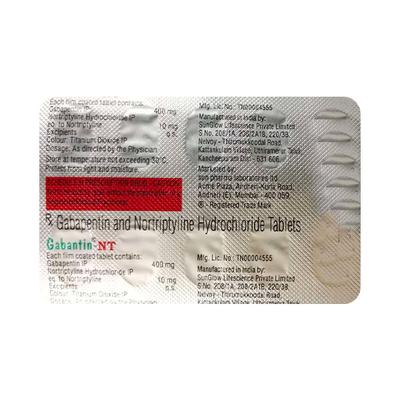 Gabantin NT 400mg Tablet 10'S - Neuropathic Pain-Dru