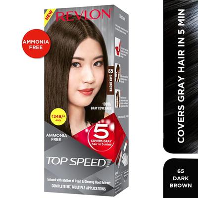 Revlon Top Speed Hair Color - Dark Brown 65 (20Gm+20Gm+15Ml) 55gm - Crème