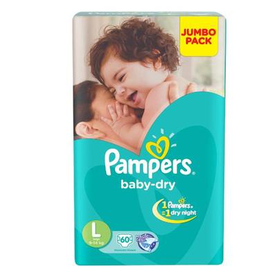 Pampers Baby-Dry Diapers (L) 60's - Diapers & Wipes