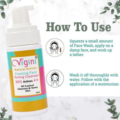 Vigini Natural Actives Foaming Face Toning Cleanser 150 ml - Face Wash & Cleansers