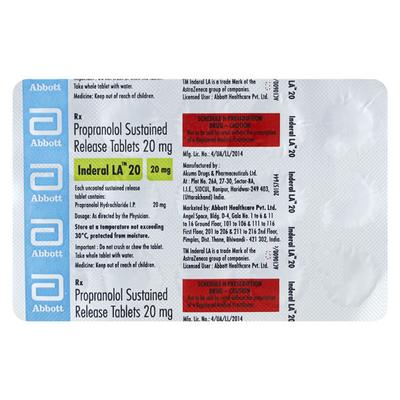 Inderal LA 20mg Tablet 15'S - Hypertension-Bet
