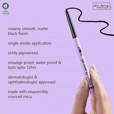 Plum Eye-Swear-By Kohl Kajal - Creamy Smooth Deep Black 0.35gm - Kajal & Kohls