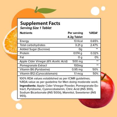 Plix Original Apple Cider Vinegar Effervescent Tablet - Orange Squeeze (Pack of 4 x 15's) 1's - Apple Cider Vinegar - Acv