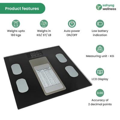 Sahyog Wellness Personal Digital Weighing Scale - Black Color 1's - Health Monitoring Devices