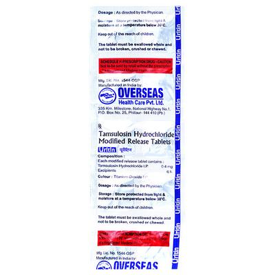 Uritin 0.4mg Tablet 10'S - Bladder And Prostate Disorders-Dru