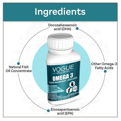 Vogue Wellness Omega 3 Forte Softgel Capsule 60's - Omega Fish Oil Fatty Acids