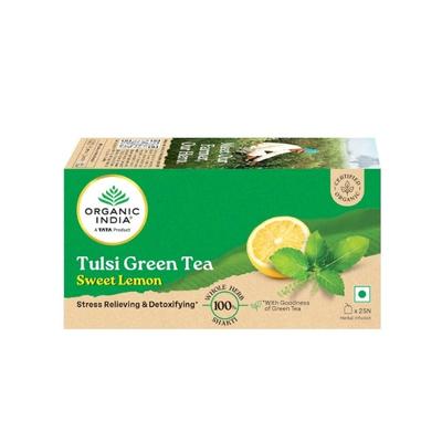 Organic India Tulsi Green Tea Sweet Lemon Sachets (Pack of 25 x 1.8 g) 45 g - Teas