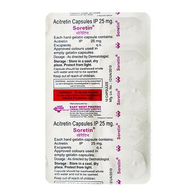 Soretin 25mg Capsule 10'S - Psoriasis/Seborrhea/Ichthyosis-Pso