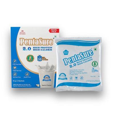 PentaSure 2.0 High Protein High Calorie Powder - Vanilla Flavour (Travel Pack Sachet of 3 x 54 gm) - Protein Drink