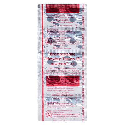 Sicriptin 1.25mg Tablet 10'S - Parkinsonism-Apd