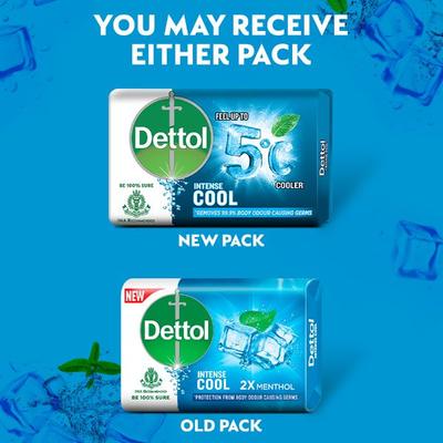 Dettol Soap - Intense Cool 125 gm (Buy 4 Get 1 Free) - Soaps