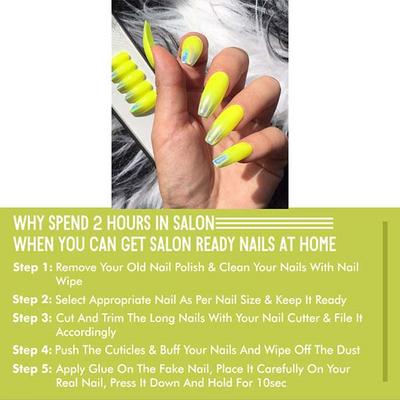 Nails On Board Handmade Press On Gel Nails- Holographic Lemon Yellow X Small 50 gm - Nail Care