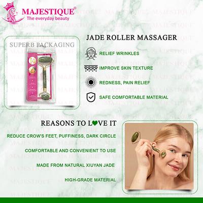 Majestique Jade Face Roller and Massager Gua Sha Set Facial Skin Roller Massager Tool 1's - Massagers