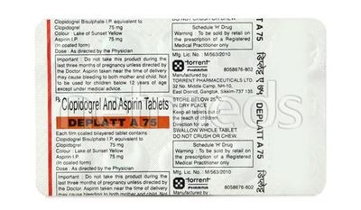 Deplatt A 75mg Tablet 15'S - Blood Clot-Ant