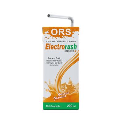Electrorush ORS Liquid - Orange Flavour 200 ml - Oral Rehydration (Ors)