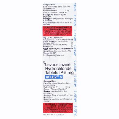 APLEV 5mg Tablet 10's - Allergies-Ant