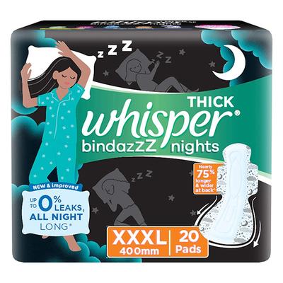 Whisper Thick Bindazzz Nights Sanitary Pads (400mm) (XXXL) 20's - Sanitary Napkins