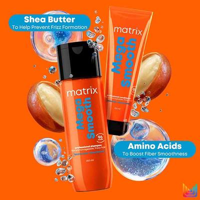 Matrix Mega Smooth Combo for Frizzy, Dry Unmanageable Hair, Defy Frizz for 4 Days 320 g - Shampoos