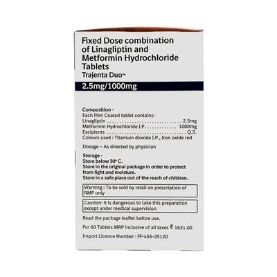 Trajenta Duo 2.5/1000mg Tablet 10'S - Diabetes-Ant