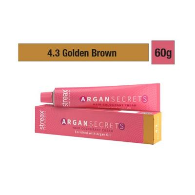 Streax Professional Argan Secret Hair Colourant Cream - Golden Brown 4.3 60 gm - Crème