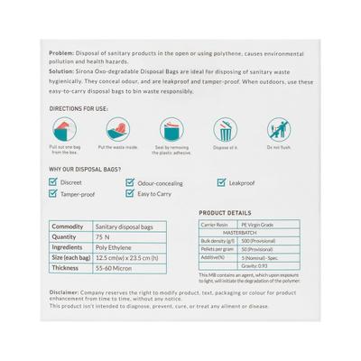 Sirona Sanitary & Diapers Disposal Bag 75's - Sanitary Napkins