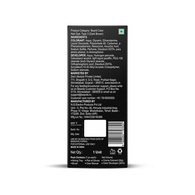 Beardo Beard Color Dark Brown Ammonia Free for Men 1's - Beard Colour