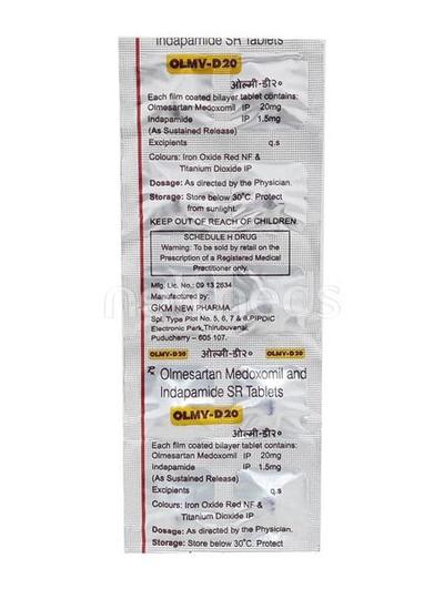 Olmy D 20mg Tablet 10'S - Hypertension-Ang