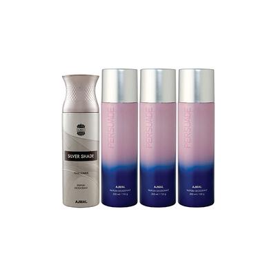 Ajmal 1 Silver Shade And 3 Persuade Deodorants Pack of 4 200 ml - Deodorants/Roll-Ons