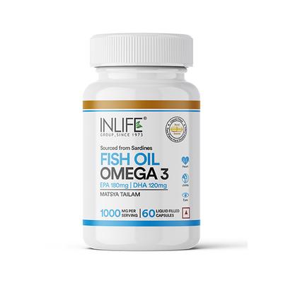 INLIFE Omega 3 Fish Oil 1000 mg Capsules 60's - Omega Fish Oil Fatty Acids