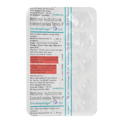 Carbophage XR 500mg Tablet 10'S - Diabetes-Ant