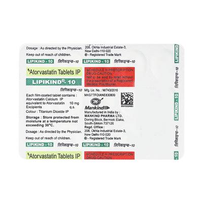 LIPIKIND 10mg Tablet 15's - High Cholesterol-Dys