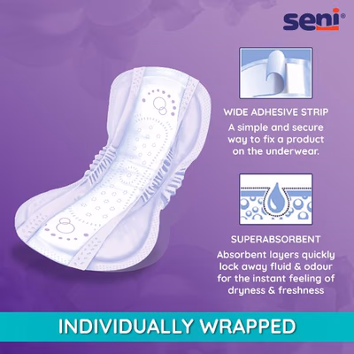 Seni Lady Maximum Long Bladder Control Pads 30's - Adult Diapers & Pads