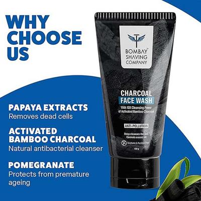 Bombay Shaving Company Charcoal Face Wash, Fights Pollution and Acne, Oil Control 150 gm - Face Washes