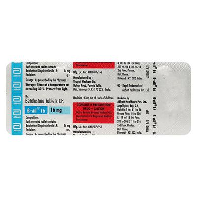 B Stil 16mg Tablet 10'S - Vertigo-Ant