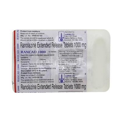 Rancad 1000mg Tablet 10'S - Angina