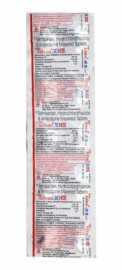 Telvas 3D 80mg Tablet 10'S - Hypertension-Ang