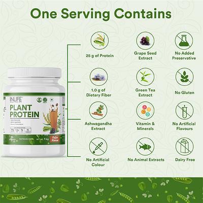 INLIFE Plant Protein Powder - Coffee Flavour 1 kg - Protein Drink