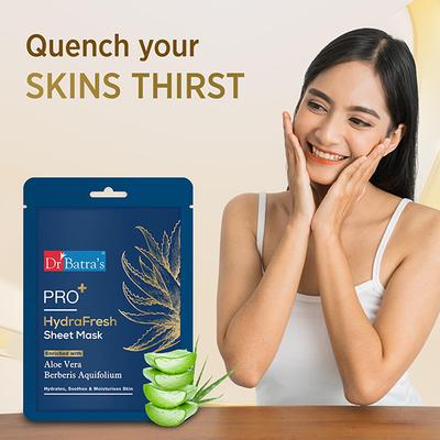 Dr Batras Pro+ Hydrafresh Sheet Mask for Hydrated Skin, Enriched with Aloe Vera 25 gm - Sheet Masks