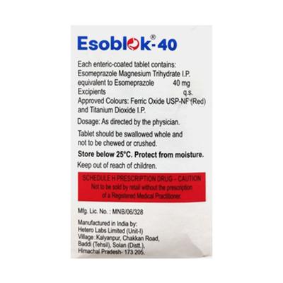 ESOBLOK 40 Tablet 15's - Ulcer/Reflux/Flatulence-Aaa