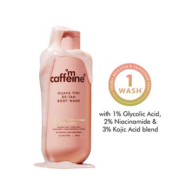 MCaffeine 1% Glycolic Acid Detan Body Wash, 5% Niacinamide-Kojic Acid Reduces Dark Spots & Brightens 300 ml - Shower Gels & Body Wash