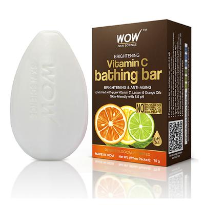 WOW Skin Science Brightening Vitamin C Bathing Soap - Skin-Friendly with 5.5 pH 75 gm - Soaps
