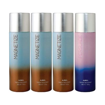 Ajmal 3 Magnetize & 1 Persuade Deodorant Combo Pack Of 4 High Quality Deodorant For Men & Women 800 ml - Perfumes (Edt/Edp)