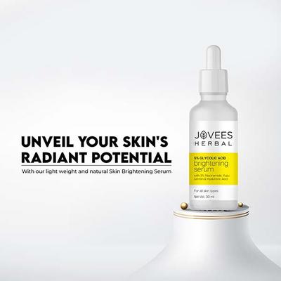 Jovees Herbal 5% Glycolic Acid Brightening Skin Serum with 5% Niacinamide Yuzu Lemon and Hyaluronic Acid 30 ml - Face Gels