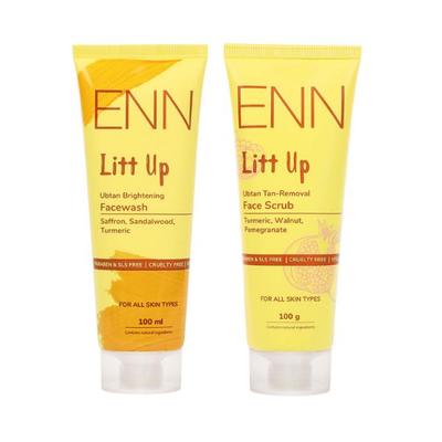 ENN Litt Up Ubtan Skin Brightening Facewash And Litt Up Ubtan Skin Brightening Face Scrub kits 100 ml - Facial Kits