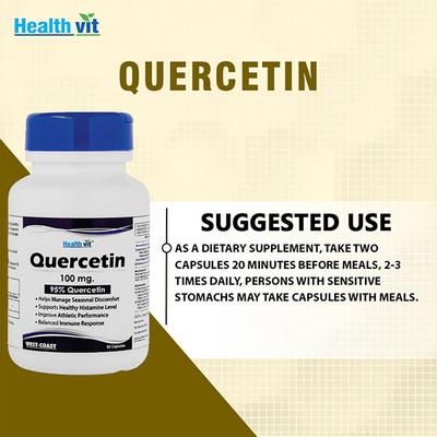 Healthvit Quercetin 100mg Natural Bioflavonoid- Capsules 60's - Herbal Dietary Supplement