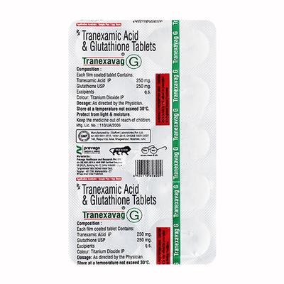 TRANEXAVAG G Tablet 10's Price, Uses, Side effects, Substitutes